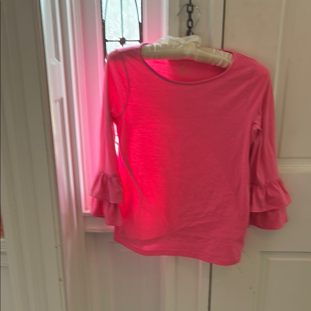 Lilly Pulitzer Vibrant Pink Ruffle Sleeve Blouse